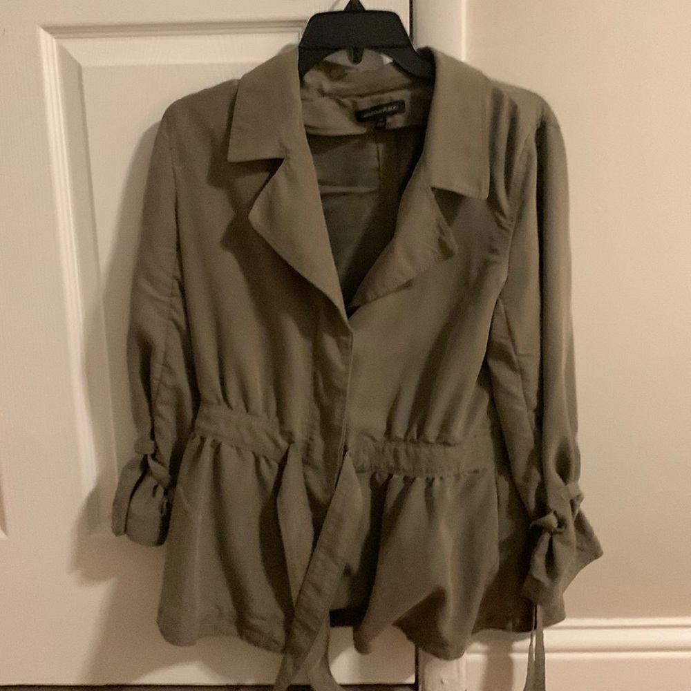Banana Republic army green blazer 70% modal, 30% polyester.